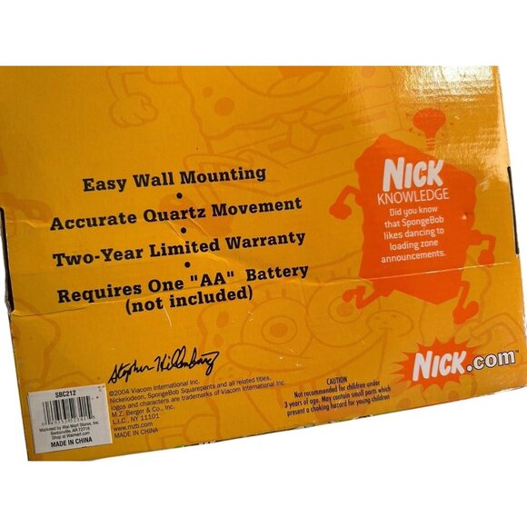 Sponge Bob 2004 Molded Wall Clock Krabby Patty‎ Nickelodeon NEW Open Box Vintage - Picture 7 of 9